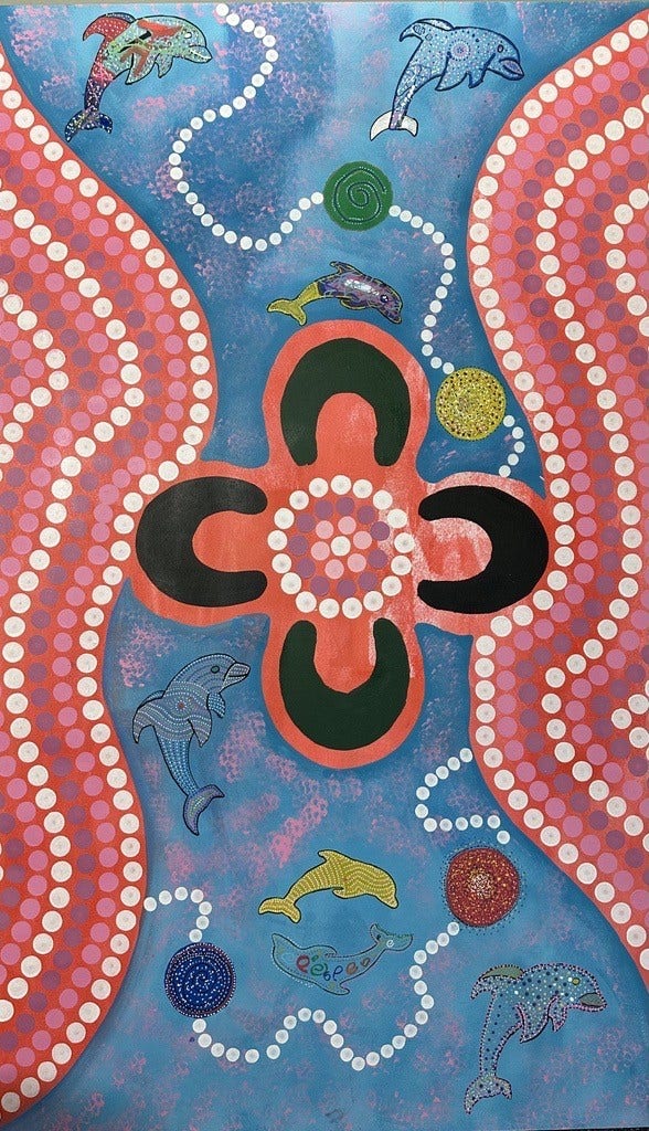 A Dolphin aboriginal piece of art by the student