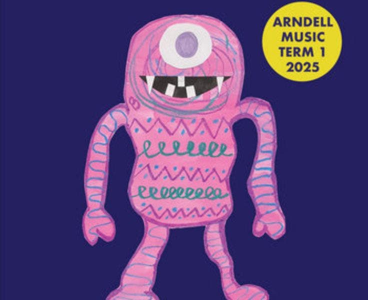 Art work of pink one eyed monster linking to Term1 2024 music